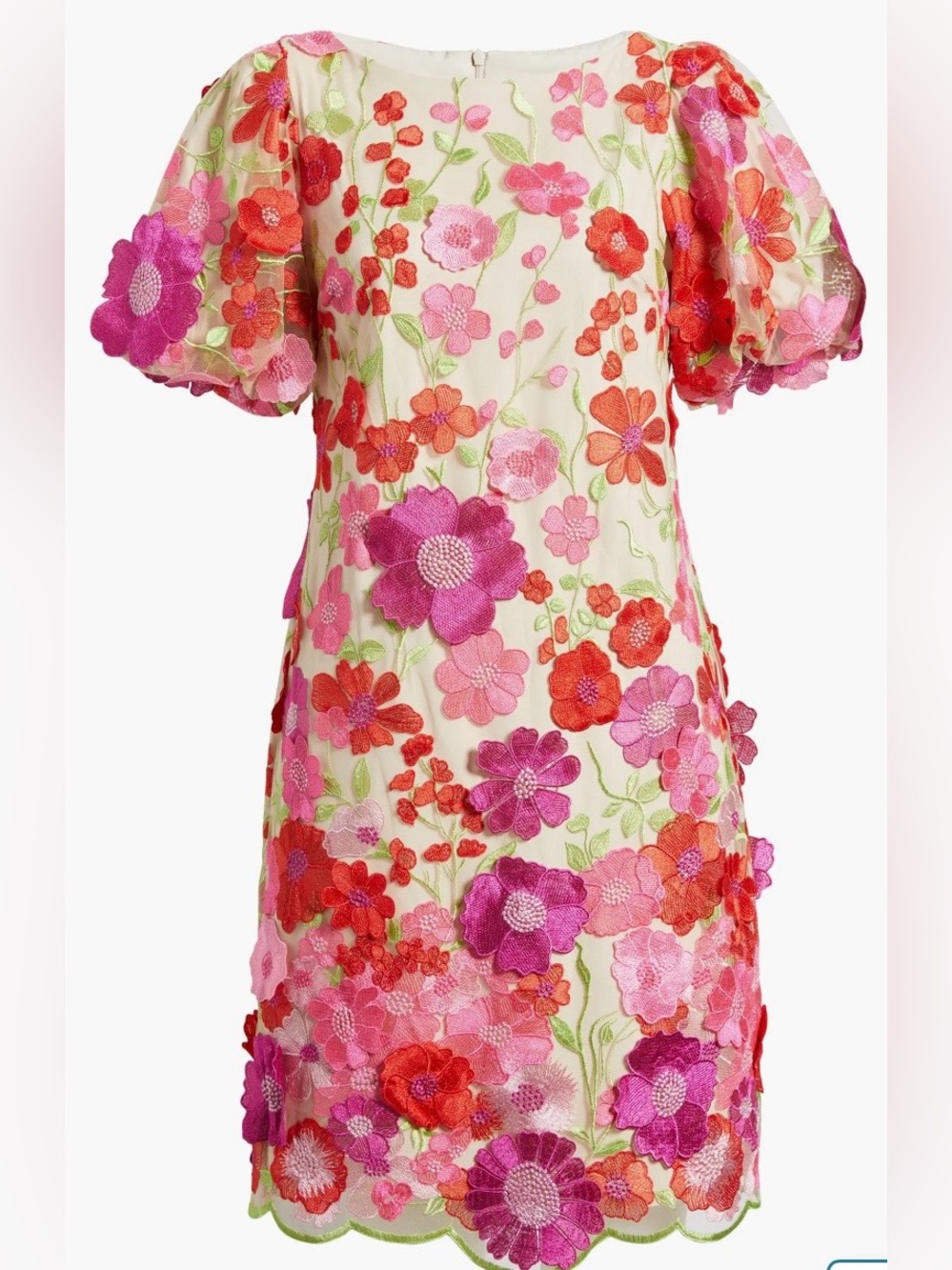 Eliza J women’s Cream Dress with Pink & Red Floral Appliqués size 22W